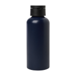 Gerecyclede aluminium fles met plastic deksel en handvat 600ml kleur marineblauw tweede weergave voorkant