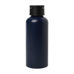 Gerecyclede aluminium fles met plastic deksel en handvat 600ml kleur marineblauw tweede weergave achterkant