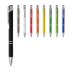 Aluminium pen met soft-touch coating en zwarte inkt kleur zwart