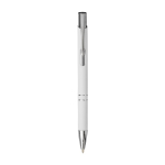 Aluminium pen met soft-touch coating en zwarte inkt kleur wit tweede weergave voorkant