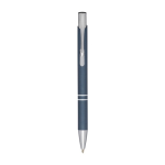 Aluminium pen met soft-touch coating en zwarte inkt kleur cyaan blauw