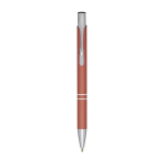 Aluminium pen met soft-touch coating en zwarte inkt kleur zalm