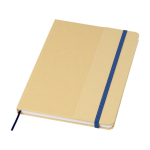 Gerecycled kartonnen hardcover notitieboek met elastiek A5 kleur marineblauw