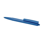 Gerecyclede plastic balpen met stalen veer en blauwe inkt kleur blauw tweede weergave