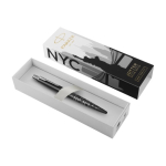 Metalen pen met blauwe inkt Parker Jotter SE Global Icons kleur mat zilver