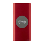 Draadloze powerbank van gerecycled aluminium 8.000 mAh kleur rood tweede weergave voorkant