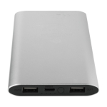 Draadloze powerbank van gerecycled aluminium 8.000 mAh kleur zilver tweede weergave