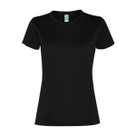 Sportshirt van gerecycled polyester voor vrouwen 100 g/m2 Roly kleur zwart