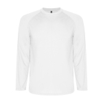 Lang sportshirt van polyester voor mannen 150 g/m2 Roly kleur wit