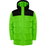 Unisex tweekleurige jas van polyester met capuchon, Roly kleur limoen groen