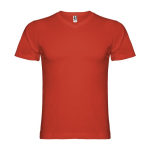 Katoenen T-shirt met korte mouwen en V-hals voor mannen 155 g/m2 Roly kleur rood