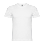 Katoenen T-shirt met korte mouwen en V-hals voor mannen 155 g/m2 Roly kleur wit