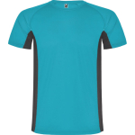 Tweekleurig sportshirt van polyester voor heren, 140 g/m², Roly kleur turkoois