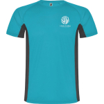 Tweekleurig sportshirt van polyester voor heren, 140 g/m², Roly kleur turkoois weergave zeefdruk