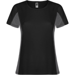 Tweekleurig sportshirt van polyester voor dames, 140 g/m², Roly kleur zwart