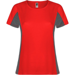 Tweekleurig sportshirt van polyester voor dames, 140 g/m², Roly kleur rood