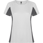 Tweekleurig sportshirt van polyester voor dames, 140 g/m², Roly kleur wit