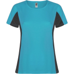 Tweekleurig sportshirt van polyester voor dames, 140 g/m², Roly kleur turkoois