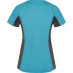 Tweekleurig sportshirt van polyester voor dames, 140 g/m², Roly kleur turkoois tweede weergave achterkant