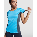 Tweekleurig sportshirt van polyester voor dames, 140 g/m², Roly kleur turkoois luxe weergave