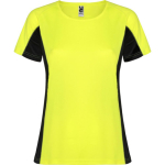 Tweekleurig sportshirt van polyester voor dames, 140 g/m², Roly kleur neon geel