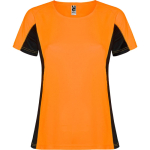 Tweekleurig sportshirt van polyester voor dames, 140 g/m², Roly kleur neon oranje