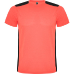 Unisex sportshirt van polyester met korte mouwen, 130 g/m², Roly kleur koraal