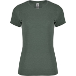 T-shirt van katoen en polyester voor dames, 150 g/m², Roly kleur gemarmerd groen