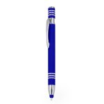 Aluminium pen met drukmechanisme en stylus kleur blauw  negende weergave