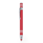 Aluminium pen met drukmechanisme en stylus kleur rood  negende weergave