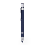 Aluminium pen met drukmechanisme en stylus kleur marineblauw  negende weergave