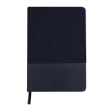 Tweekleurig notitieboek van zacht polyester corduroy en PU, A5 kleur marineblauw  negende weergave