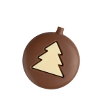 Chocolade in de vorm van een kerstbal met kerstboomontwerp kleur wit