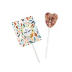 Originele lolly in hartvorm met personaliseerbare verpakking kleur rosesmaak