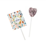 Originele lolly in hartvorm met personaliseerbare verpakking kleur lavendersmaak