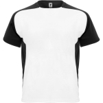 Unisex sportshirt van polyester, tweekleurig, 140 g/m², Roly kleur zwart