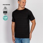 Unisex sportshirt van 100% polyester met streepdesign 135 g/m2 kleur zwart