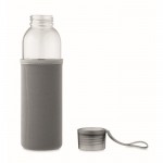 Fles met logo van gerecycled glas met deksel en anti-lekdop 500 ml kleur donkergrijs zesde weergave