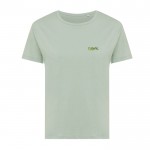 Dames T-shirt van gerecycled katoen, slim fit, 160 g/m2 Iqoniq kleur olijfgroen weergave met logo