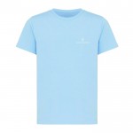 Kinder T-shirt van gerecycled katoen, 160 g/m2 Iqoniq kleur cyaan blauw weergave met logo