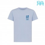 Kinder T-shirt van gerecycled katoen, 160 g/m2 Iqoniq kleur cyaan blauw met afdrukgebied