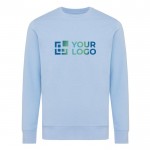 Unisex sweater van gerecycled katoen, slim fit, 280 g/m2 Iqoniq kleur cyaan blauw met afdrukgebied