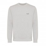 Unisex sweater van gerecycled katoen, slim fit, 280 g/m2 Iqoniq kleur lichtgrijs gemarmerd weergave met logo
