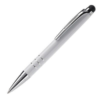 Kleine aluminium pen in levendige kleuren met zwarte stylus