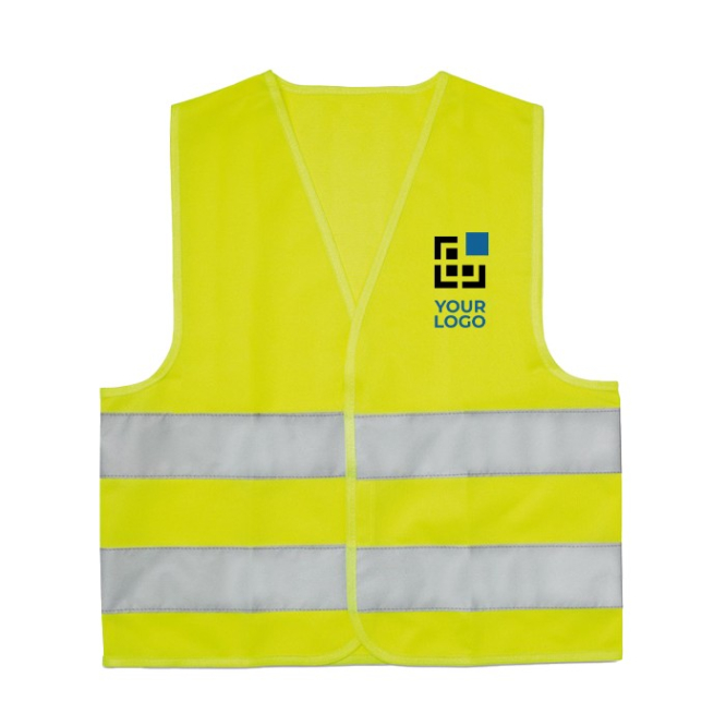 Gepersonaliseerd zichtbaar vest voor kinderen Visible Mini kleur geel weergave met bedrukking