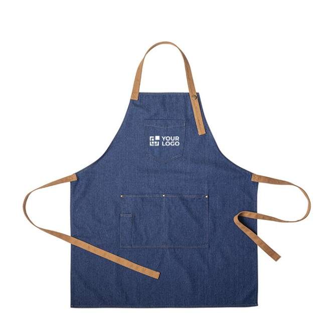 Denim kookschort bedrukken met logo kleur jeans blauw derde weergave