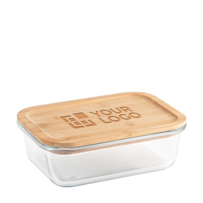 Glazen lunchbox bedrukken weergave met jouw bedrukking