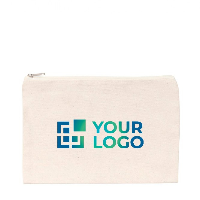 Gerecyclede canvas etui met logo, 285 g/m2