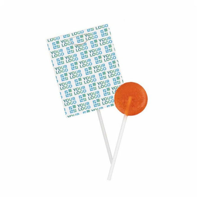 Lolly met diverse smaken met rechthoekige papieren wikkel