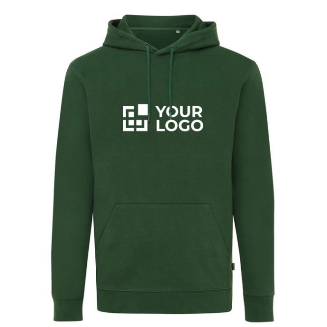 Slim fit sweatshirt van gerecycled en biologisch katoen 340 g/m2 Iqoniq kleur donkergroen met afdrukgebied